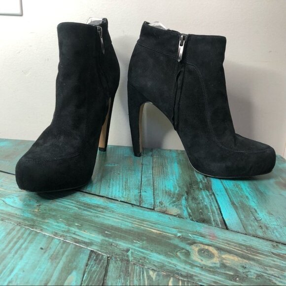 Sam Edelman Black Leather Heeled Ankle Boots Size 8 - Picture 3 of 13